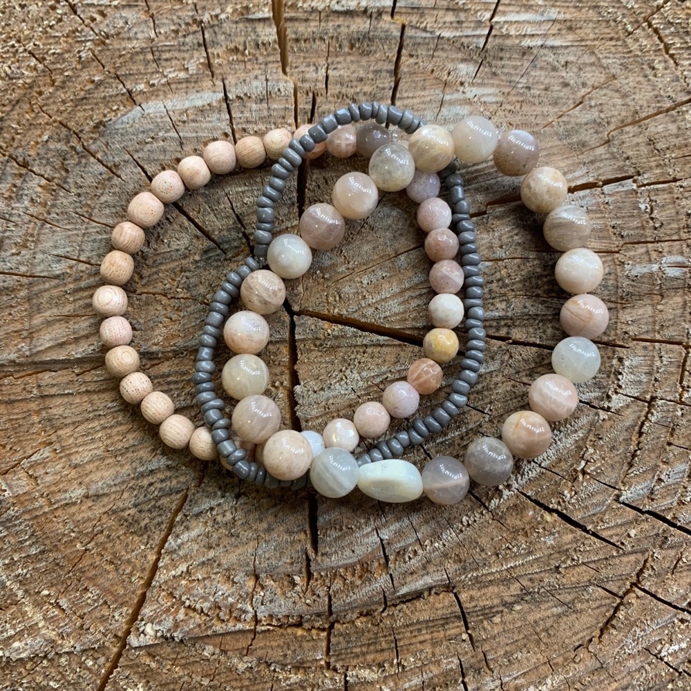 Sunstone + Rosewood Diffuser Stack Bracelet